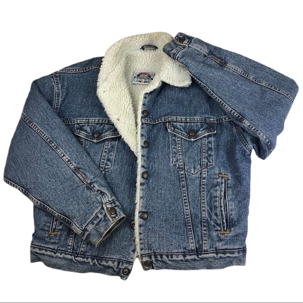 Vtg Levi's Sherpa Lined Denim Trucker Jean Jacket